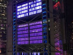 06B HSBC Building lit up in shades of purple for the Symphony of Lights from Sevva rooftop bar Hong Kong